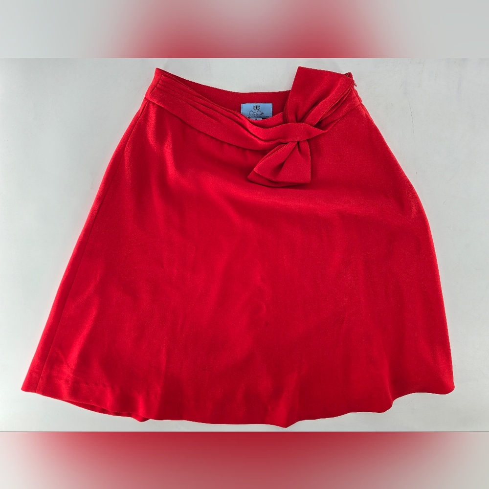CeCe Vibrant Red A-Line Skirt with Knot Detail